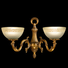 Ornamental vintage wall lamp isolated on black with clipping pat