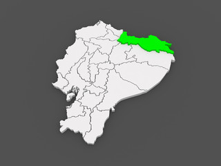 Map of Sucumbios. Ecuador.