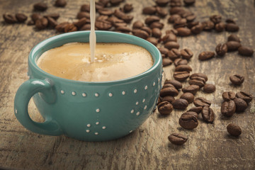 Coffee cup on a wooden table