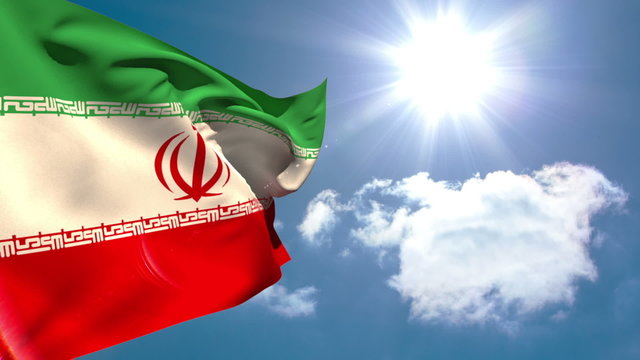 Iran national flag waving