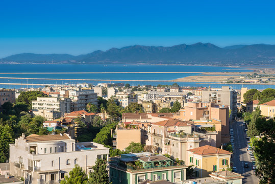 Sardegna, Cagliari, Stampace e veduta dello stagno Santa Gilla