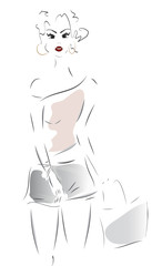 Fashion Woman on Shopping. Design Sketch