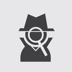 Silhouette private figure icon with magnifying glass