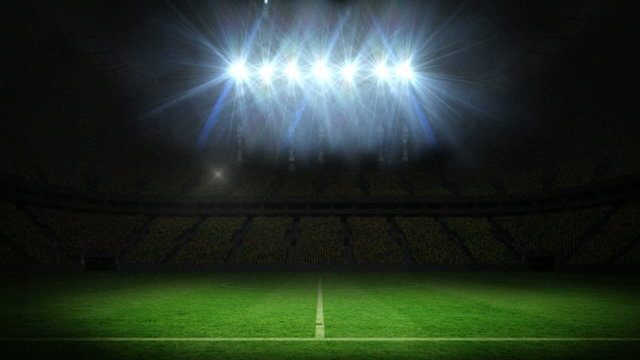 Lights flashing over football pitch