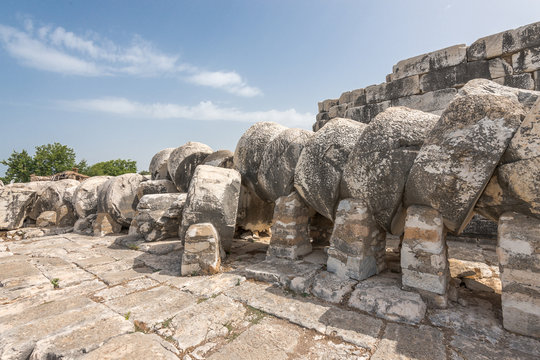 Ruins of  giant columns of ancient Apollo temple in Didyma
