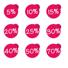 set  button percent sale symbol pink