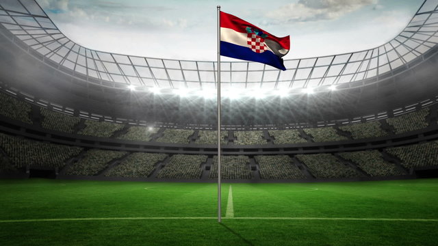Croatia national flag waving on flagpole