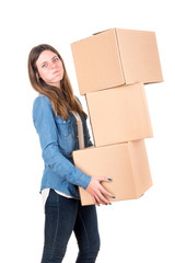 Girl with boxes