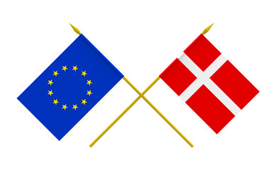 Flags, Denmark and European Union