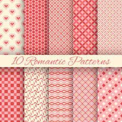 10 Romantic vector seamless patterns (tiling)