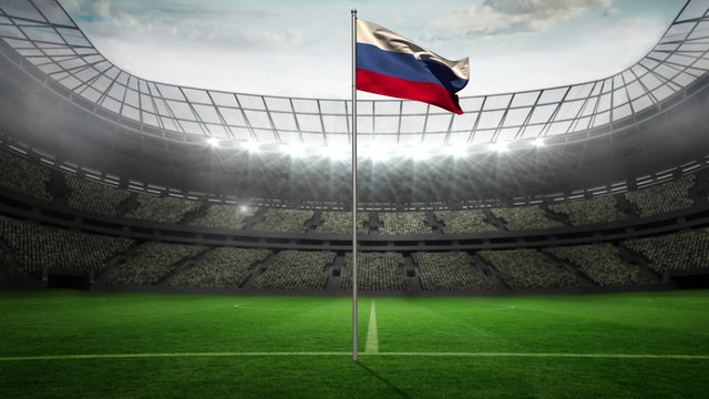 Russia national flag waving on flagpole