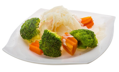 Boiled cabbage and broccoli