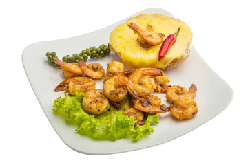 Garlic shrimps with potato