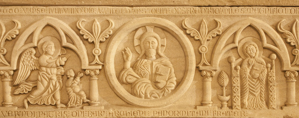 Fototapeta na wymiar Palermo - Relief from one of the medieval tombs under cathedral