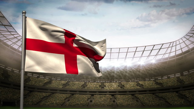 England national flag waving on stadium arena