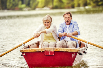 Senior couple on boat