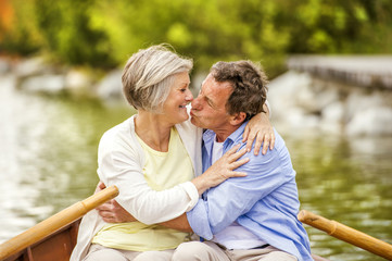 Senior couple on boat