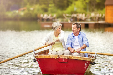 Senior couple on boat