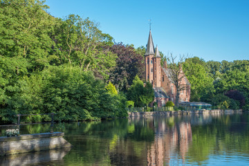 Fototapeta na wymiar Bruges - Minnewater park in eveing light