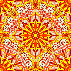 Bright ornament in east stle. Seamless patterns.