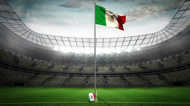 Mexico national flag waving on flagpole