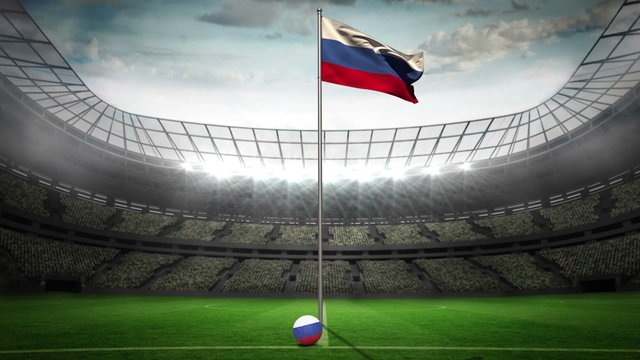 Russia national flag waving on flagpole