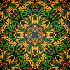 Bright seamless ornament in style khokhloma.