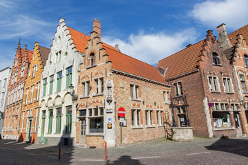 Fototapeta na wymiar Bruges - Typically brick house from st. Jacobstraat street.