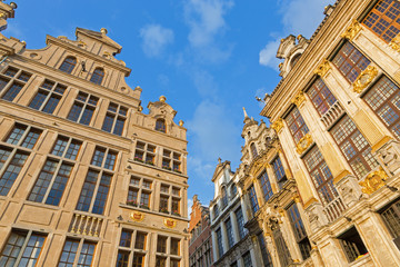 Fototapeta na wymiar Brussels - The facade of the palaces on Grote markt square