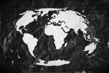 Globe earth icons themes idea design on crumpled paper