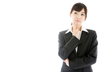 asian businesswoman on white background