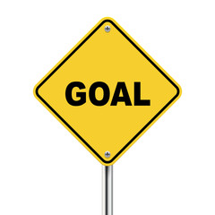 3d illustration of yellow roadsign of goal