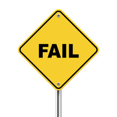 3d illustration of yellow roadsign of fail