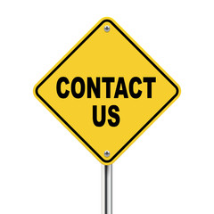 3d illustration of yellow roadsign of contact us