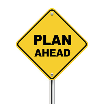 3d illustration of yellow roadsign of plan ahead
