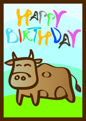 Happy birthday card with cow