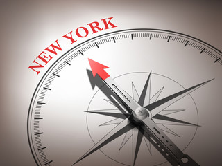 abstract compass needle pointing the destination New York