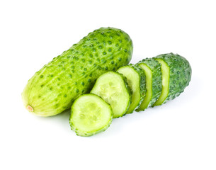 fresh cucumbers isolated on white background