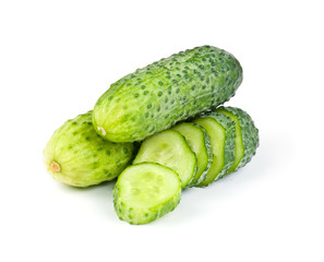 fresh cucumbers isolated on white background