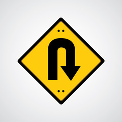  return symbol yellow road sign