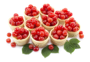 Desset with cherries isolated