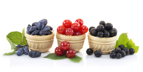 Three waffle tartlets with berries