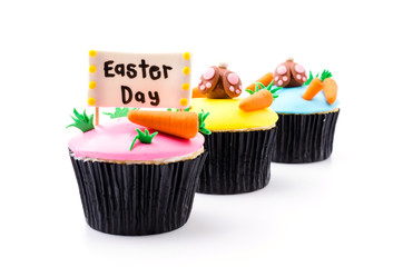 Easter cupcakes isolated white background