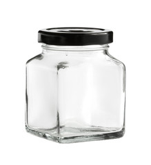 Square glass bottle (with clipping path) isolated on white