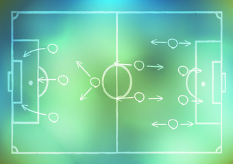 drawing a soccer game strategy on background