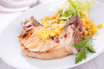 pork chop and corn sauce