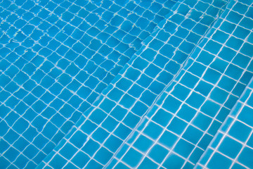 Blue water in swimming pool