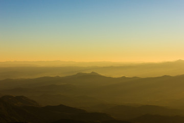 profile of the mountains at sunset