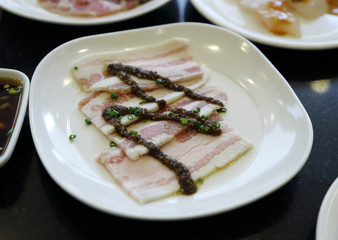 Fresh bacon strips