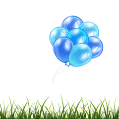 Blue balloons and grass